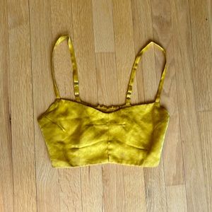 Reformation yellow silk crop top